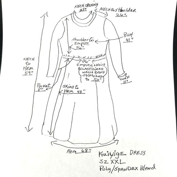 Kuiyige Dress Sz XXL Dark Navy Blue Casual Dressy Poly/Spandex Blend Lg Pockets - Picture 3 of 13